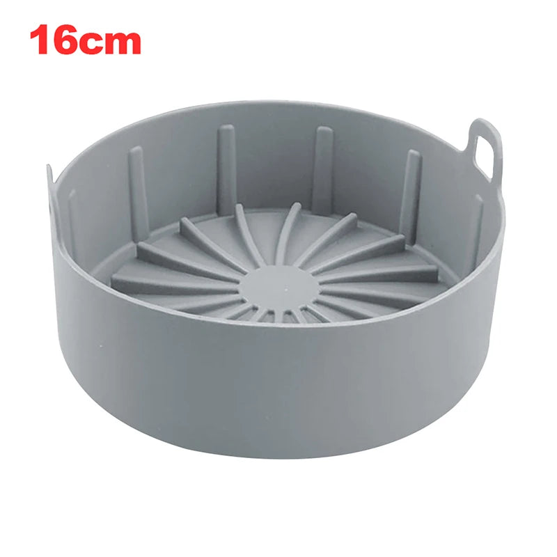 Round Reusable Air Fryer Silicone Pot Air Fryer Mat Fried Chicken Basket Oven Baking Pizza Tray Air Fryer Accessories 16 cm 19cm
