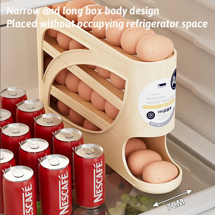 4 Layers Automatic Rolling Egg Holder Rack Storage Box Container Can Hold 30 Eggs High Quality Egg Rack Kitchen Fridge Organizer