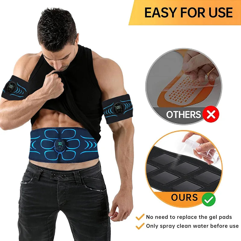 EMS Muscle Stimulator Abdominal Toning Belt Smart Muscle Toner Recharge Body Shaping Massage Belt Weight Loss Fitness Equipment