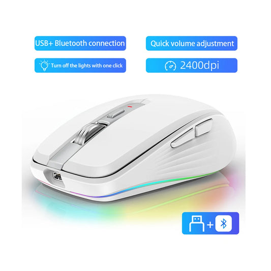 HXSJ M303 2.4G Dual Mode Ergonomic Lightweight RGB Backlit 6-Button 700mAh Wireless USB Mouse for Office Gaming Wholesale Laptop