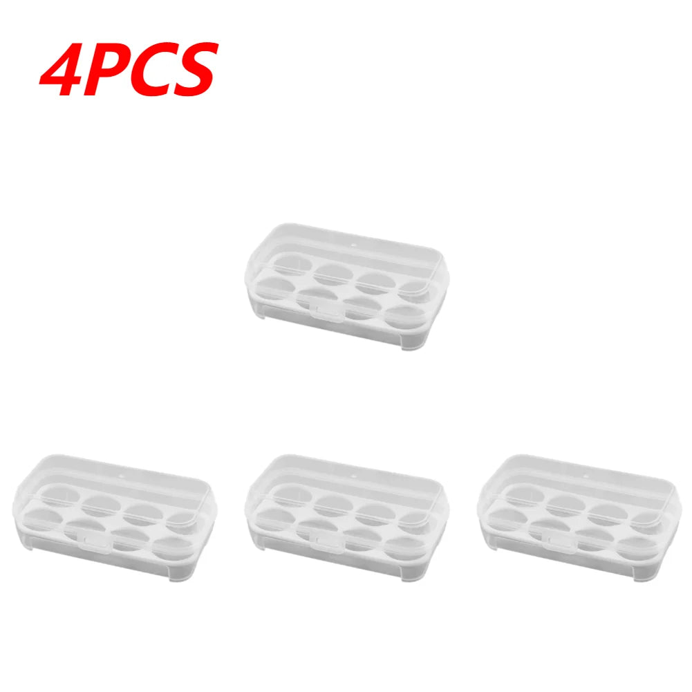 1/3/5pcs Portable Eggs Box 3/4/8 Grids Egg Holder with Lid Outdoor Camping Picnic Egg Storage Box Transparent Kitchen Organizer