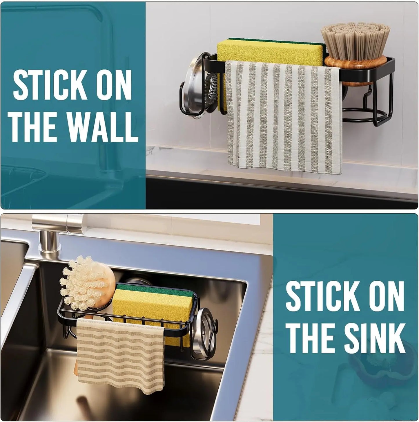 TAILI Kitchen Sink Drain Shelf Sponge Storage Basket Faucet Holder Space Soap Drainer Rack Organizer for Bathroom Accessories