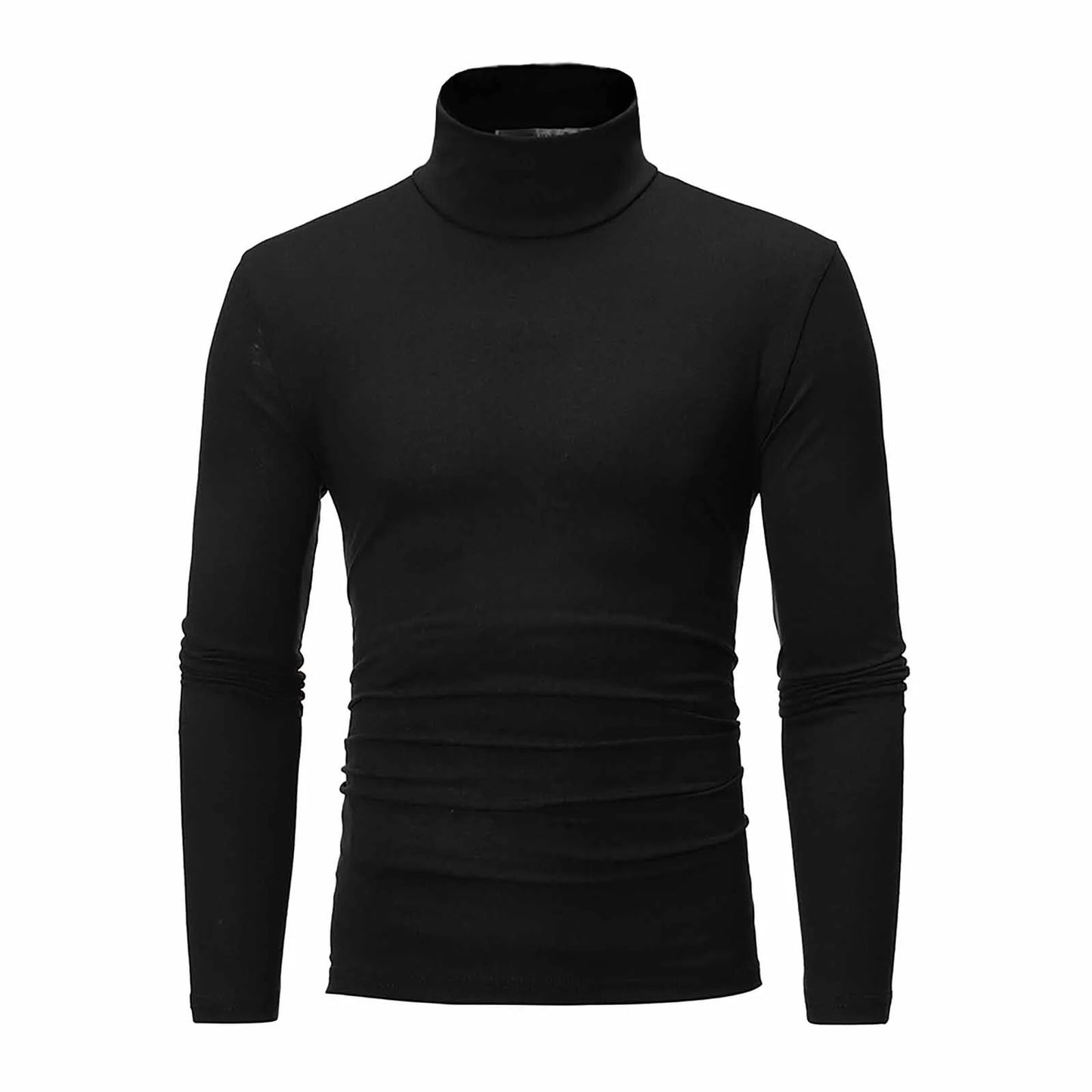 Autumn Winter Fashion Pullover Men's High Neck T-shirt Solid Colors Slim Fit Long Sleeve Cotton Breathable Casual Style
