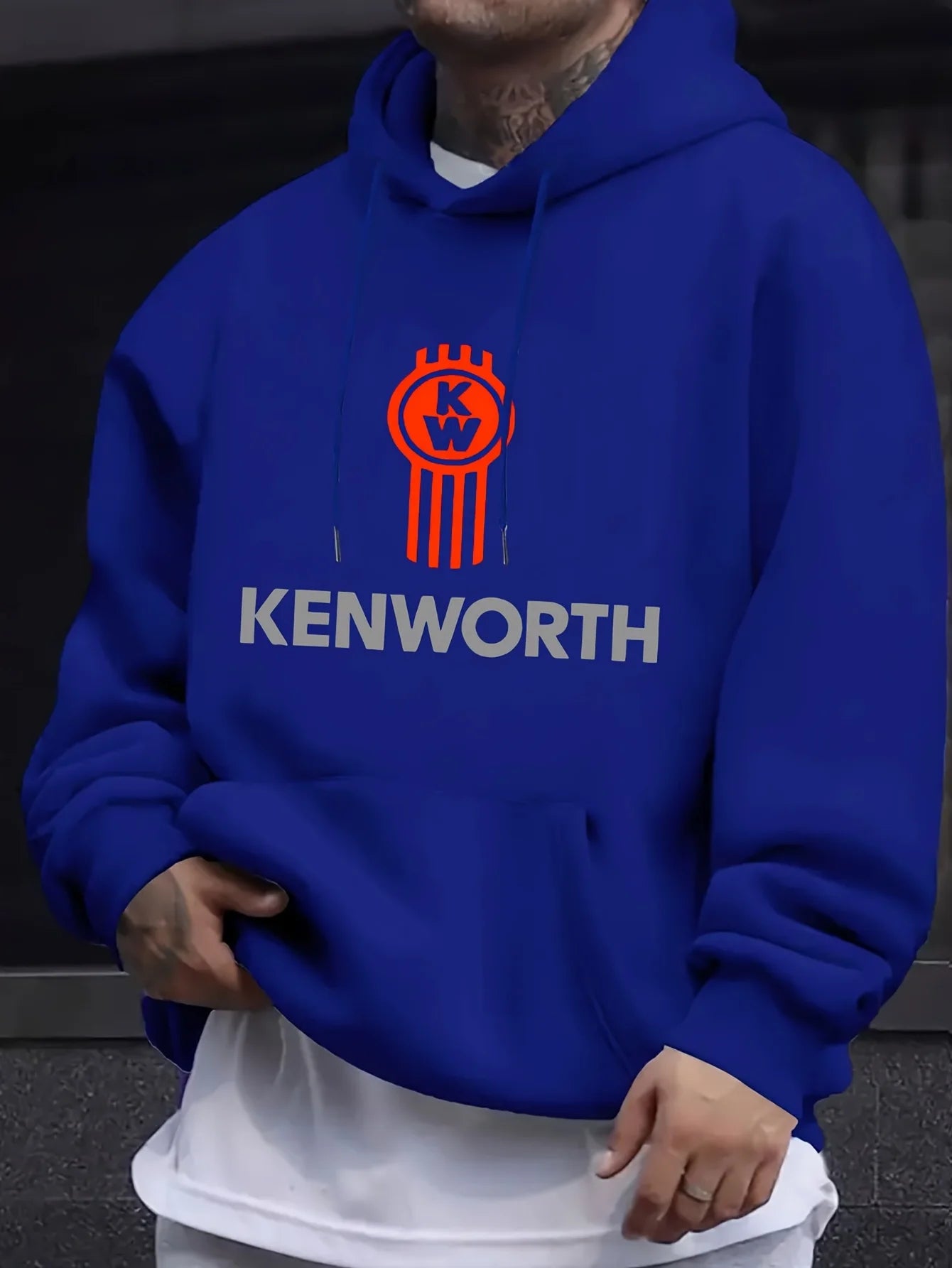 Men'S Fashion Hoodie | Kenworth Print | Casual Pullover with Kangaroo Pocket | Drawstring Hood | Regular Fit Casual Style Hoodie